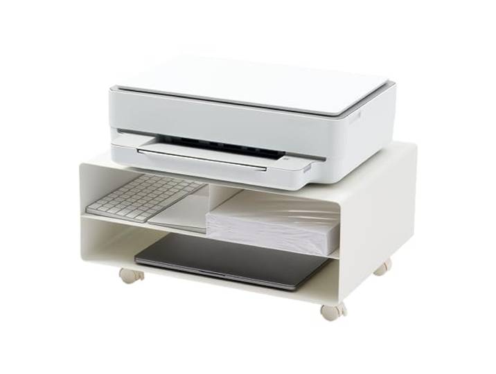 YAMAZAKI Tower Drucker-Regal mit Rollen, weiß