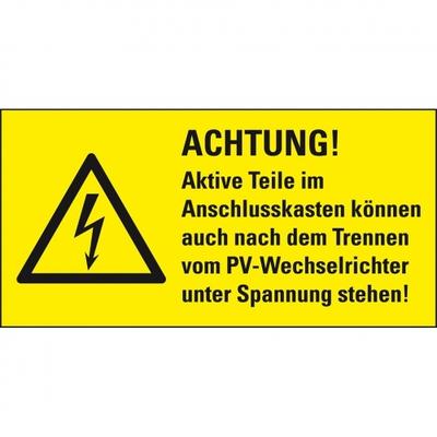 Aufkleber I Warn-Kombischild Achtung! Aktive Teile können..., RoHS konform, Folie, 148x74mm, ASR A1.3, DIN EN ISO 7010 W012