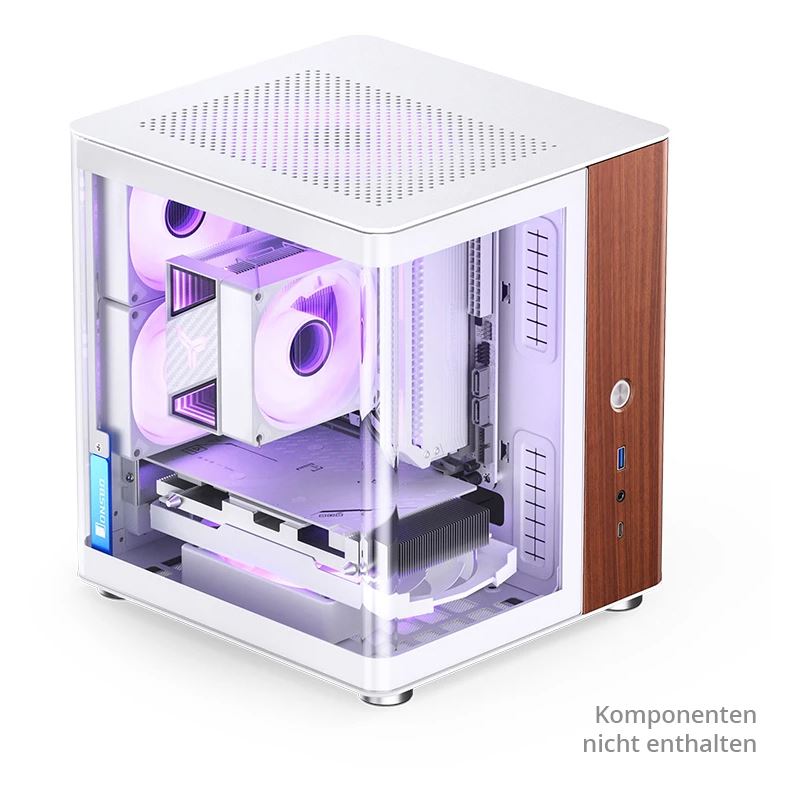 Jonsbo TK-0 PC Gehäuse, Mini-Tower, Mini-ITX, Tempered Glass, Holz - weiß