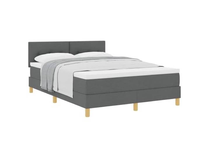 PUGYNBK Boxspringbett, Dunkelgrau, 160 x 200 cm Federn, verstellbares Kopfteil, Holz- und Metallrahmen, mittlere Festigkeit