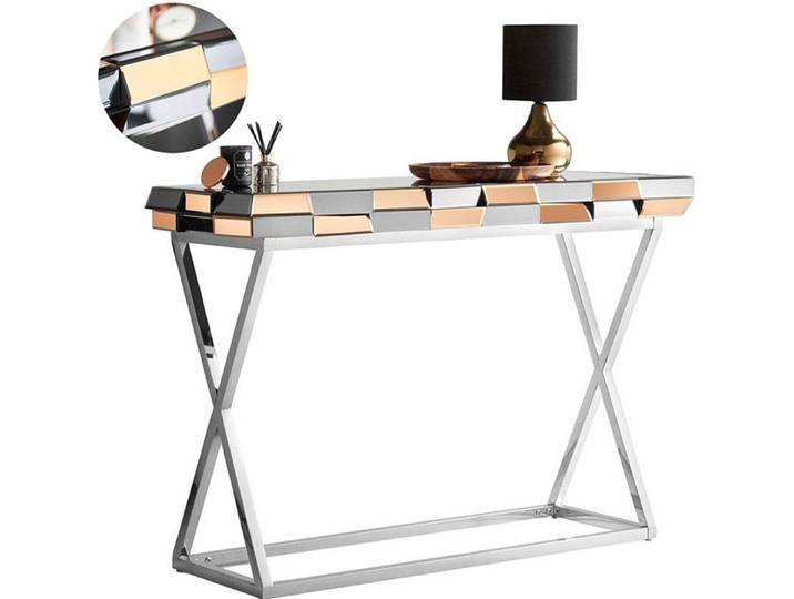 Console or rose en verre miroir 3D