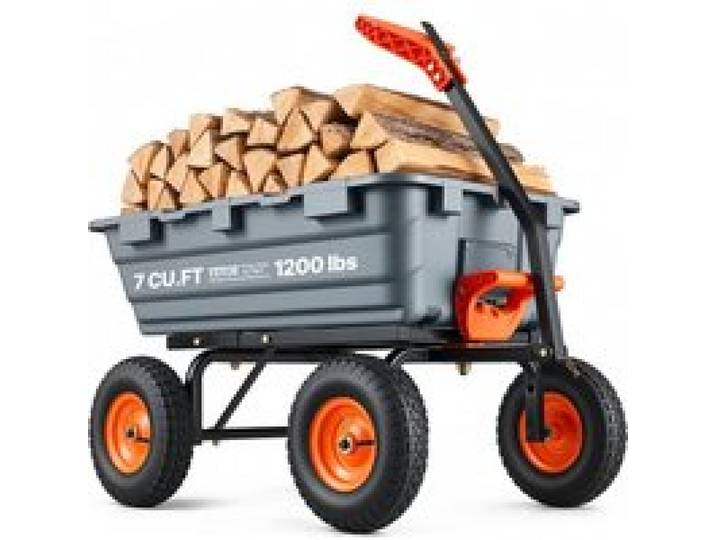 VEVOR Tuinwagen, Tuinkar met eenvoudig te monteren stalen frame, Tuinwagen met omvormbare 2-in-1 handgreep, Multifunctionele kruiwagen met een capaciteit van 680 kg, 33 cm banden