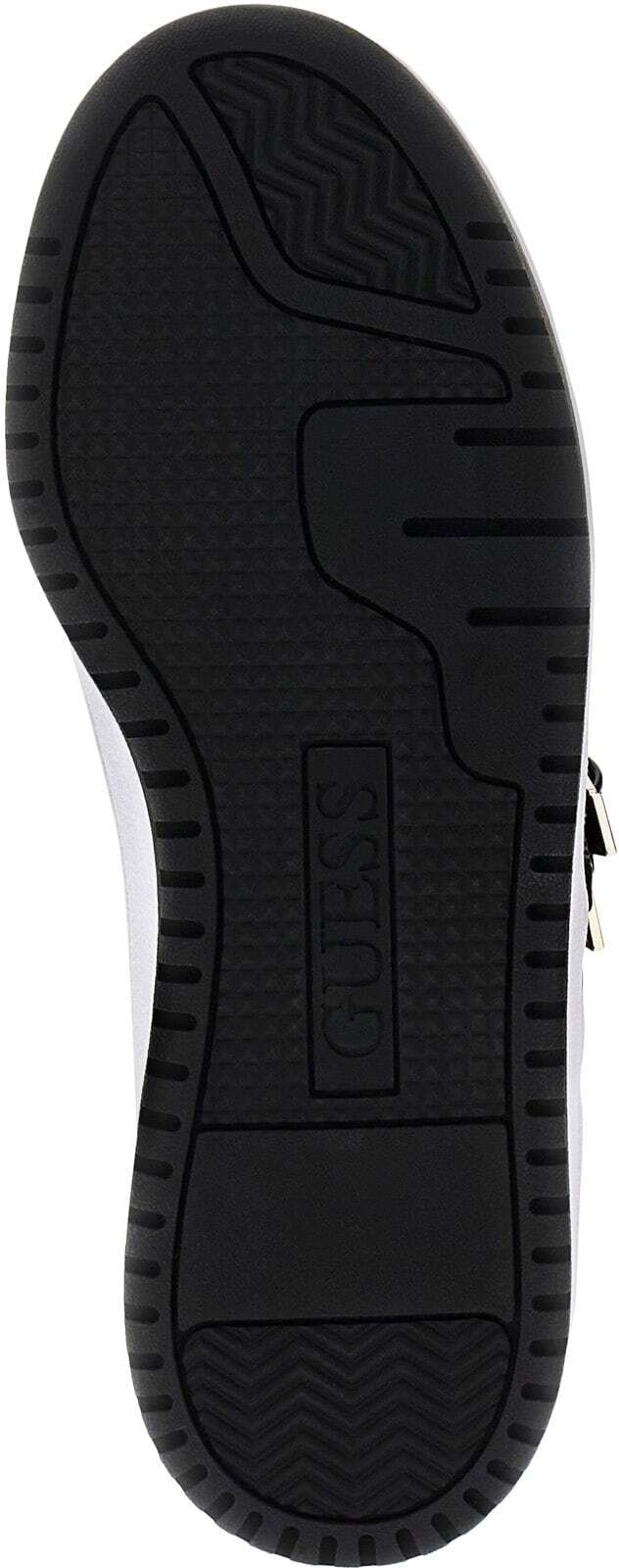 Plateausneaker GUESS "MAGGNET", Damen, Gr. 38, Textil, schwarz, Lederimitat, Schuhe Plateausneaker, Freizeitschuh, Halbschuh, Schnürschuh mit edlen Schmuckakzenten schwarz 38, Textil