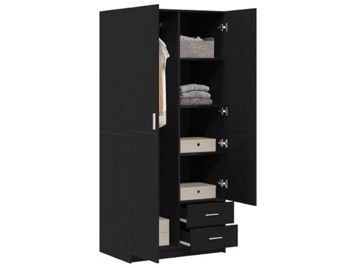 vidaXL Kleiderschrank Schwarz Eichen-Optik 80 x 52 x 180 cm Viel Platz für Kleidung und Accessoires, Zeitgemäße schwarze Eichenoberfläche passt zu modernen Innenräumen,