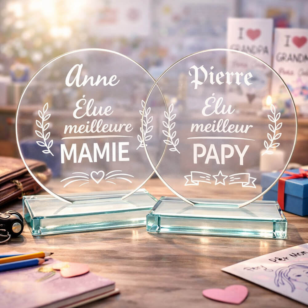 Ocadeau Trophée meilleur papy mamie personnalisé