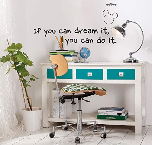 Komar Disney Deco-Sticker YOU CAN DO IT met Mickey Mouse citaat, Zwart, 50 x 70 cm