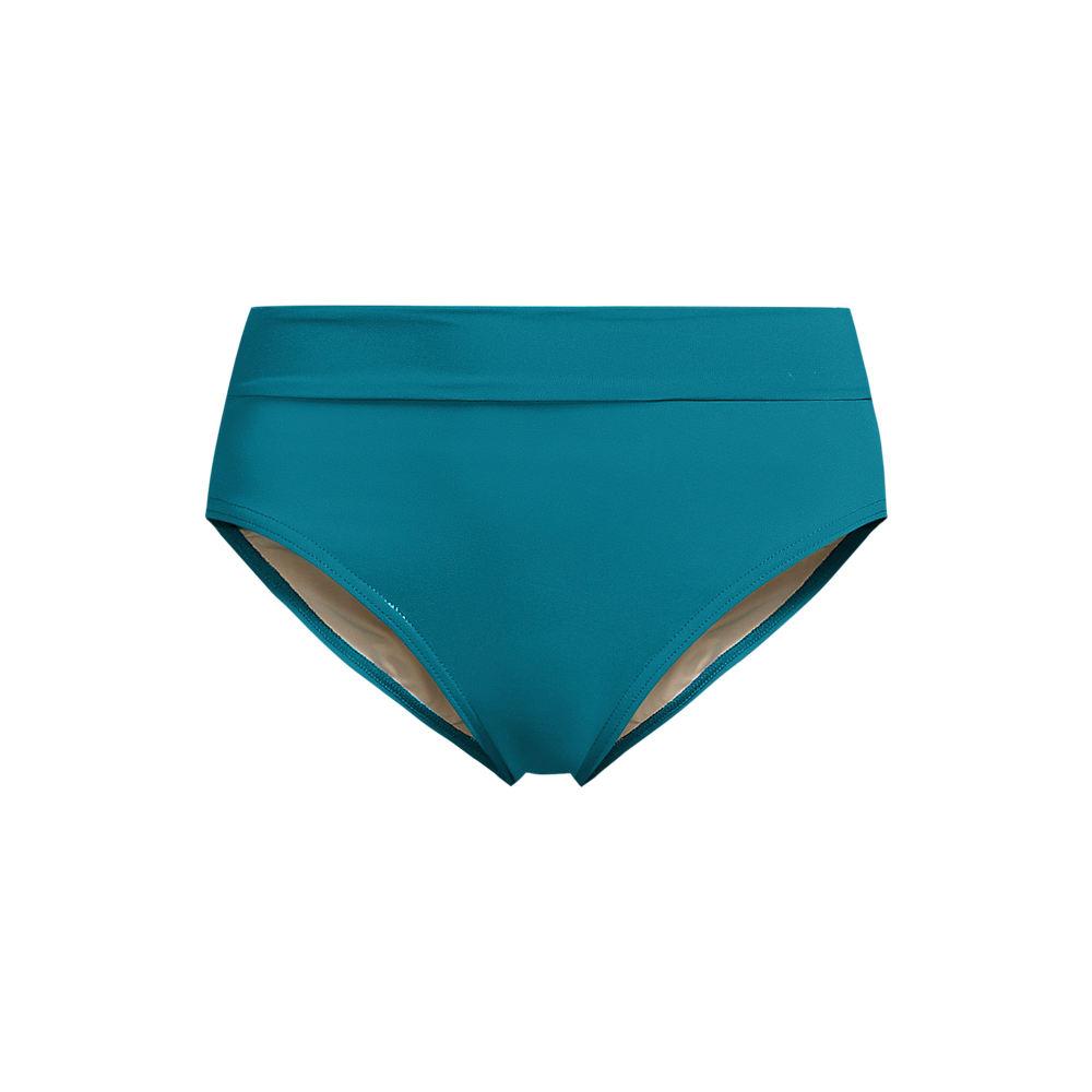 Bikinihose zum Umschlagen, High Waist, für Damen, Damen, size: regular, Blau, Nylon-Mischung, by Lands' End