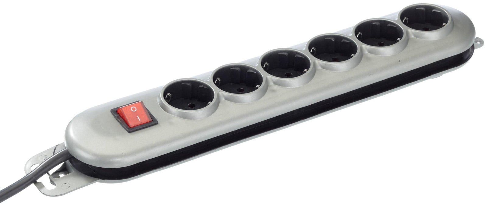 Unitec Silver Wandcontactdoos met 6 stopcontacten en schakelaar