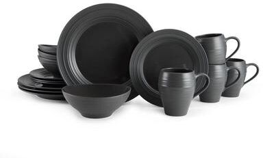 Mikasa Swirl Graphite 16-Piece Dinnerware Set, Service for 4
