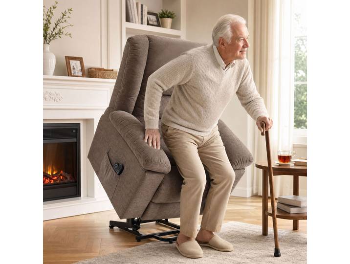 HOMCOM Fauteuil Releveur Électrique Massage Chauffant Marron