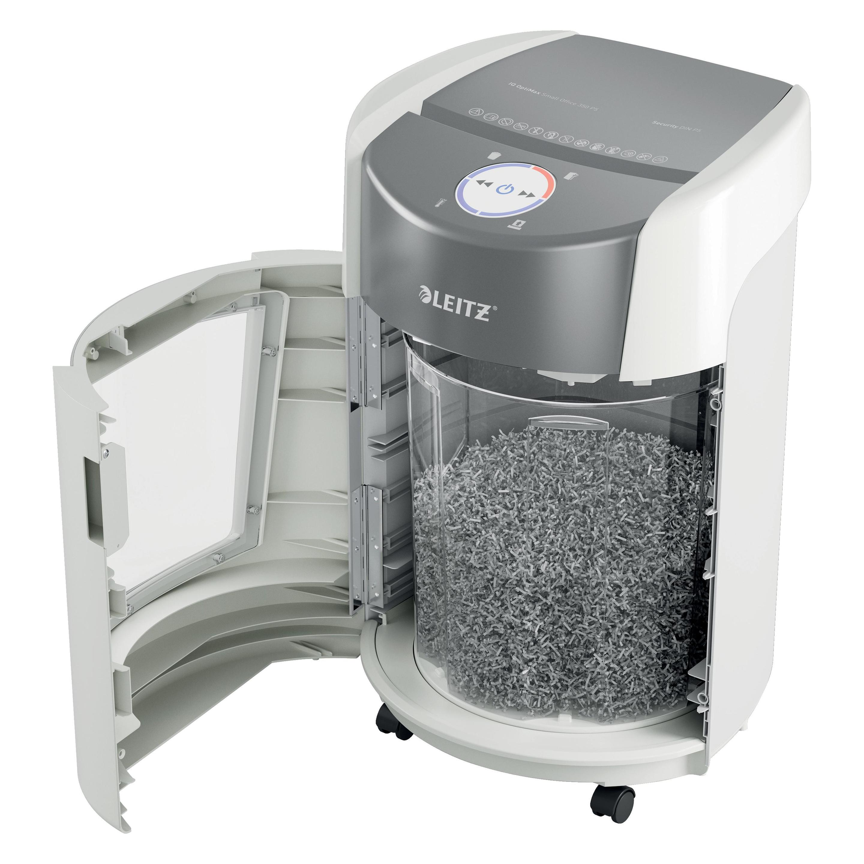 Leitz Aktenvernichter IQ OptiMax Small Office 350 P5 (Partikelschnitt) (83590000)