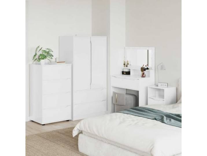 KGHFDVB Stauraumschrank 60 x 48 x 105 cm Holzwerkstoff Hochglanz Weiß Mit Schubladen, Kugellager-Führungen, Höhenverstellbar, Robuste Füße, Pflegeleicht