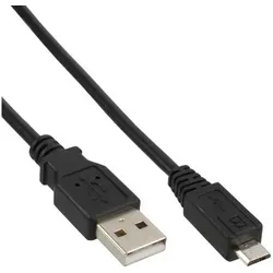 INLINE Micro-USB 2,0 Kabel, USB-A Stecker an Micro-B Stecker, schwarz, 5m