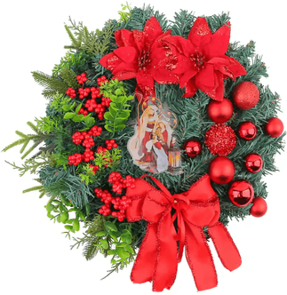 Inspire Picks Christmas LED Wreath With Red Bow Lighted Holiday Garland For Indoor And Outdoor Decor j1 20