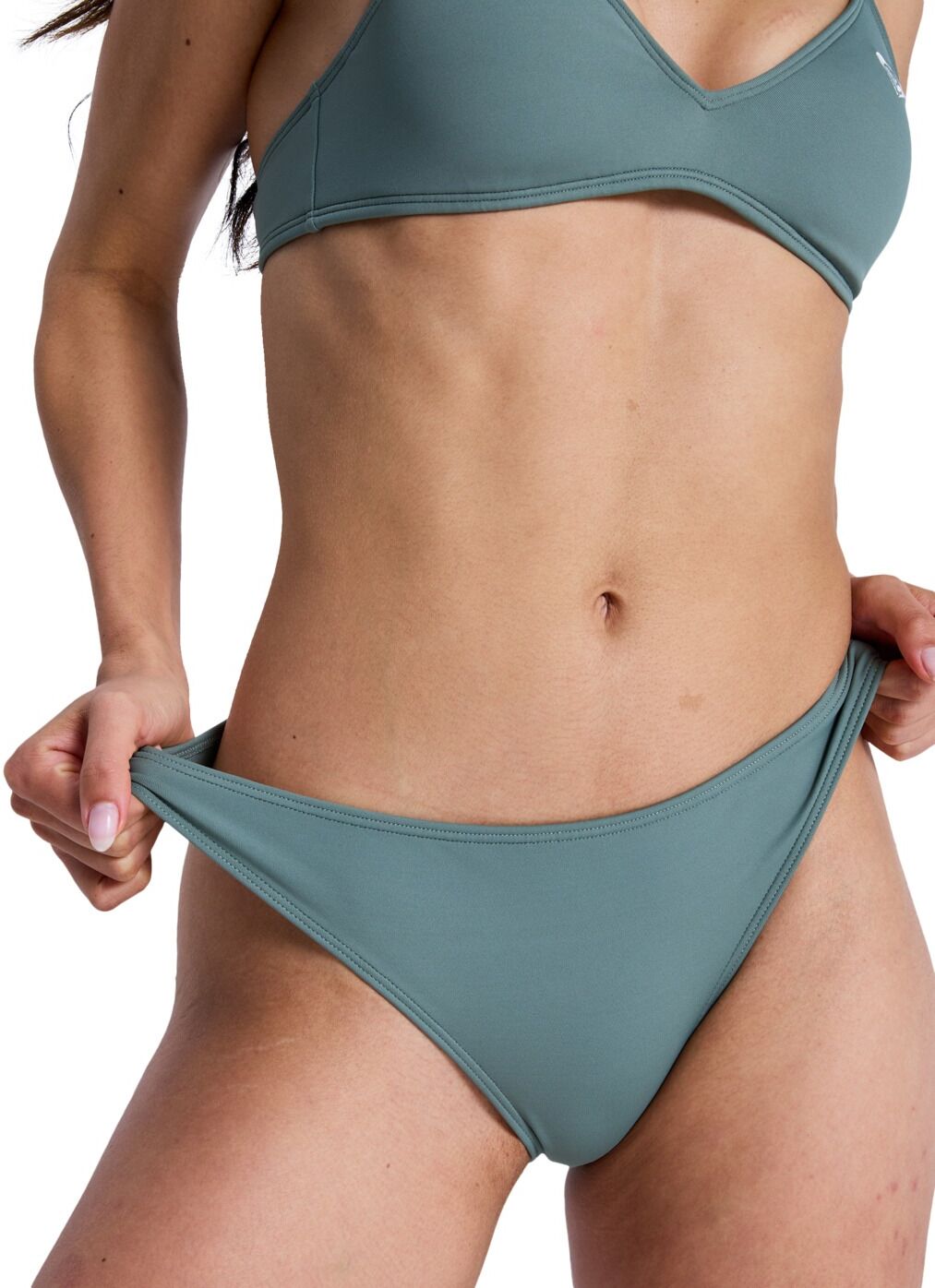 Bikini-Hose ROXY "Solid Essentials Moderate", Damen, Gr. XXL, grün (agave grün), Obermaterial: 85% Polyester, 15% Elasthan., Badehosen Bikini-Hose agave grün XXL