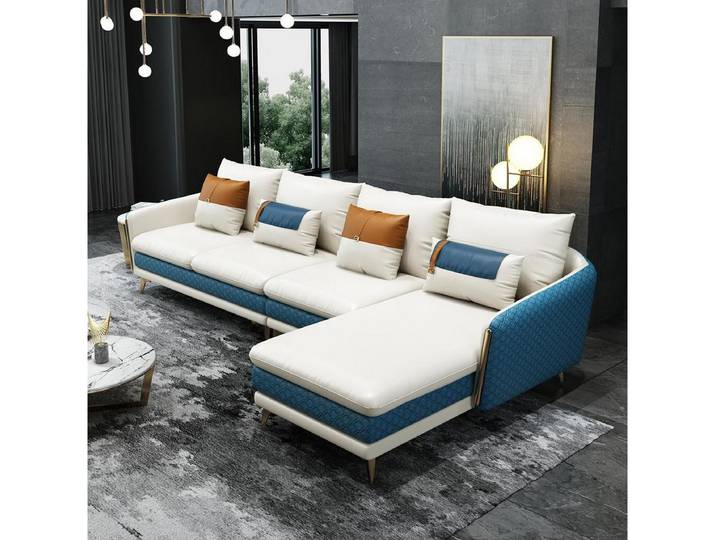 Xlmoebel Ecksofa L-Form Modernes Sofa Ledersofa Ecksofa Polster Turkis Neu, Ecksofa, Hergestellt in Europa