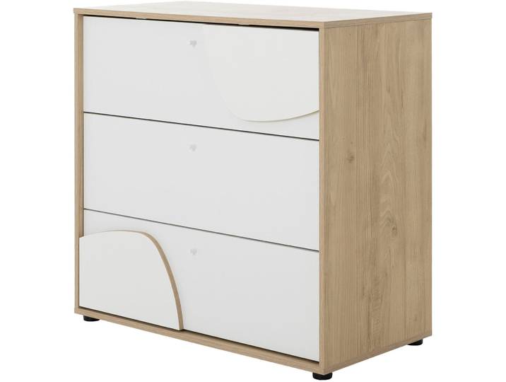 Wickelkommode GAMI BASILE Wickelkommode , weiss (uni weiß, kastanie natur nachbildung, kastanie natur nachbildung), B:91cm H:95cm T:81cm, Holzwerkstoff, Wickelkommoden, Wickelkommode, praktische und funktionale Aufbewahrungslösung