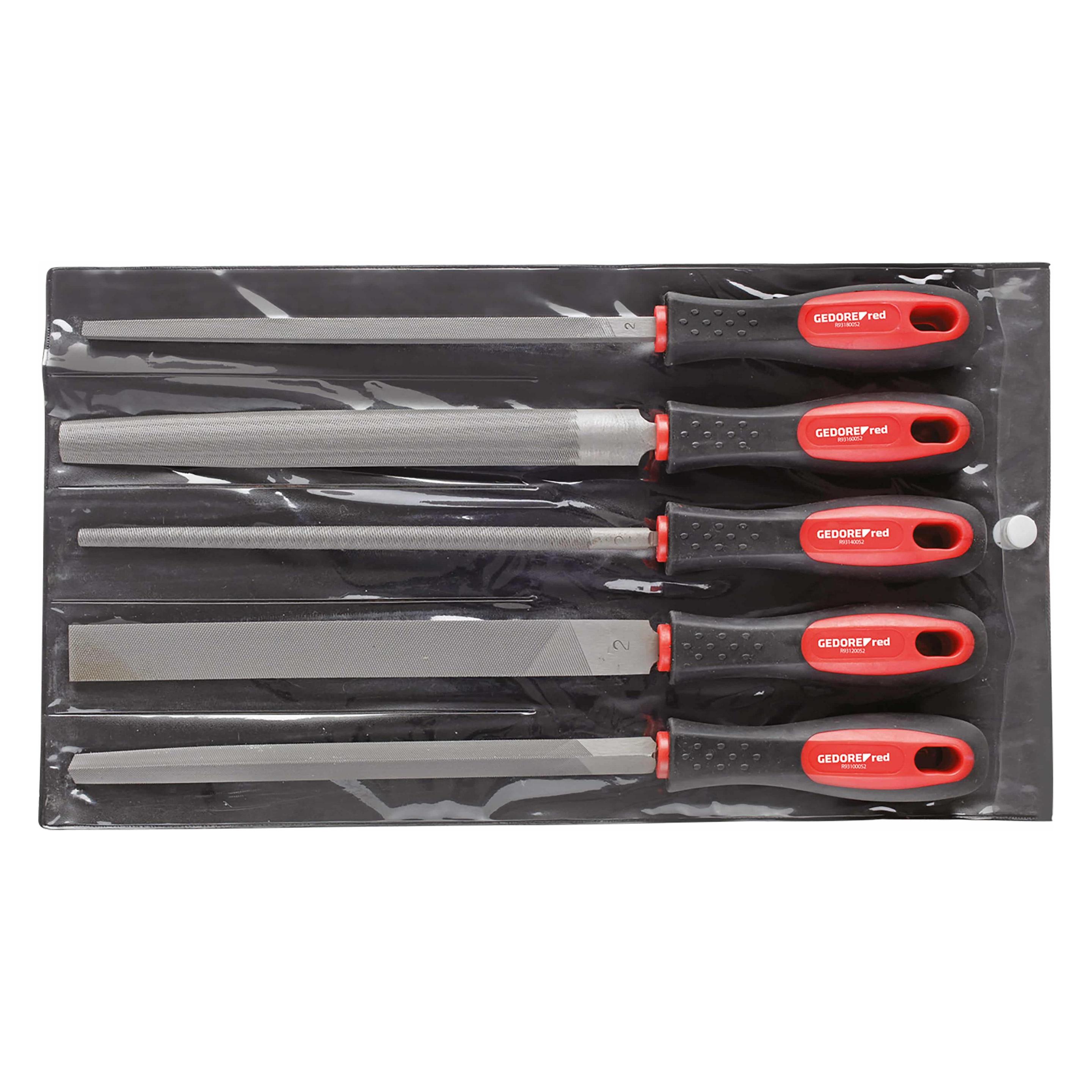 Gedore Red red R93000005 Feilensatz 3-kant + 4-kant + Flach + Rund + Halb 5-teilig (Hieb 2, 310 mm) (3301597)
