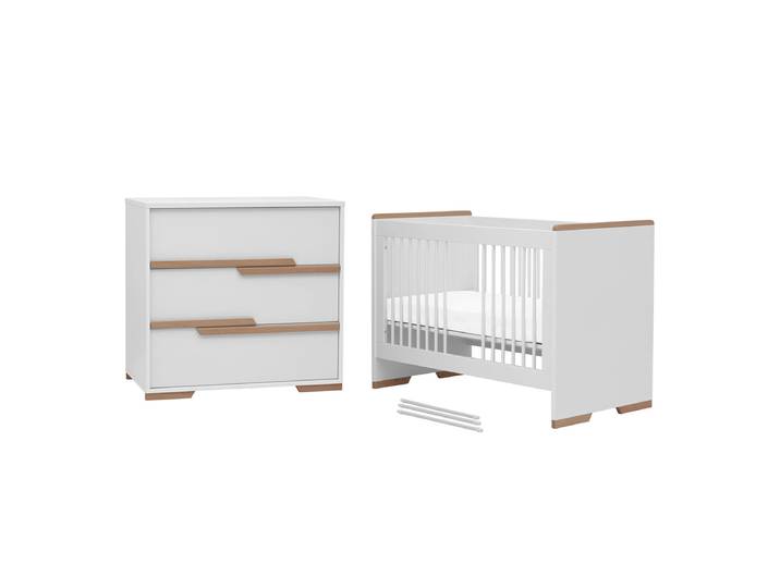 Lit bébé et commode à langer Pinio Snap Blanc et bois