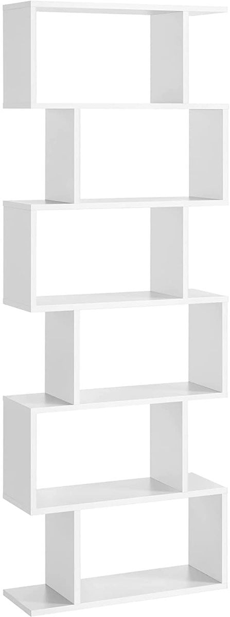 Moderne vrijstaande boekenplank met 6 niveaus in wit - LBC61WT