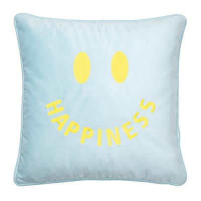 Dekokissen PAD "GRIN", blau (light blau), B:40cm L:40cm, Polyester, Dekokissen_Sitzkissen_Kissenhüllen, Embroidery