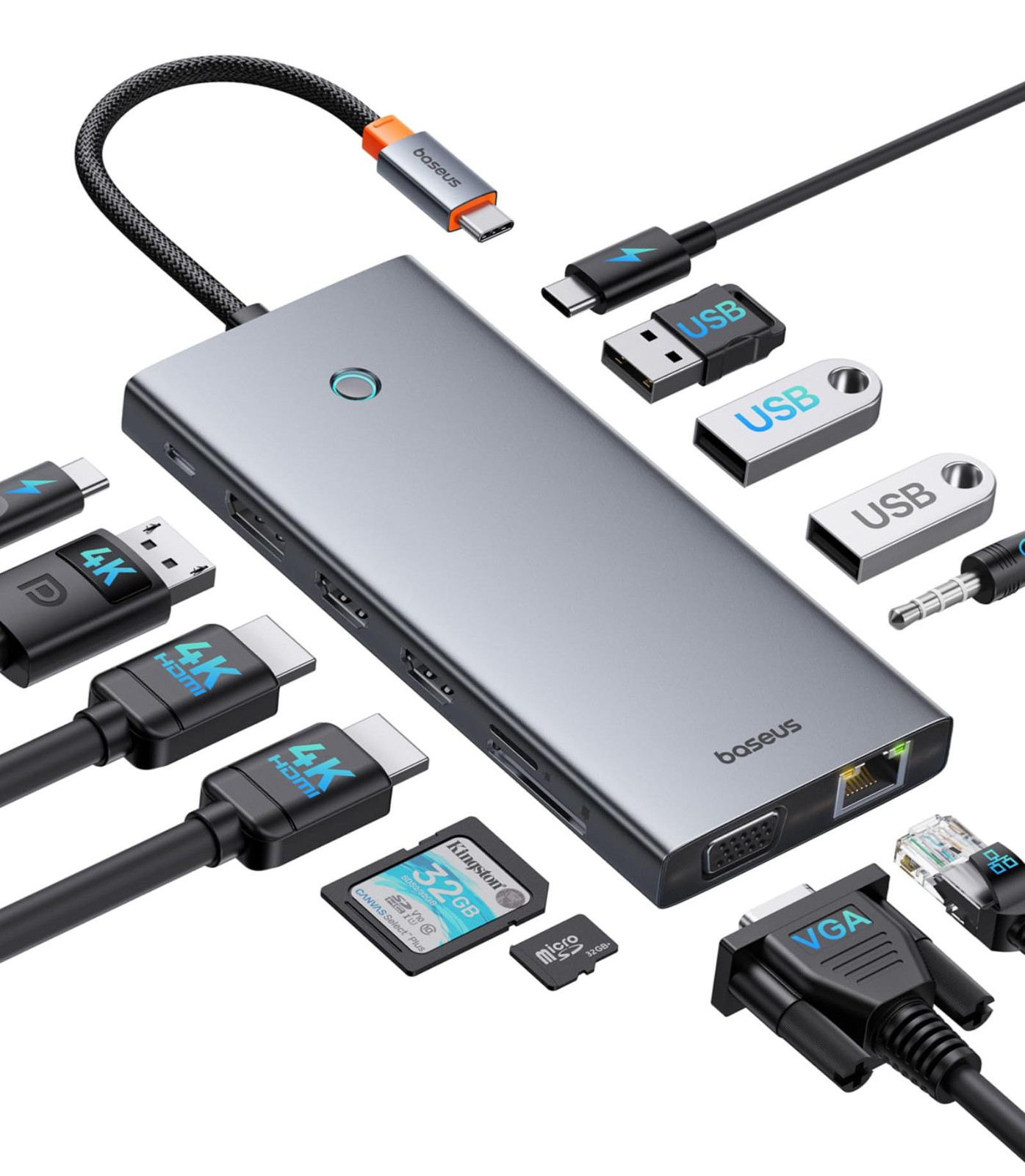 Baseus 13-in-1 USB-C Docking Station met ondersteuning voor 3 monitoren