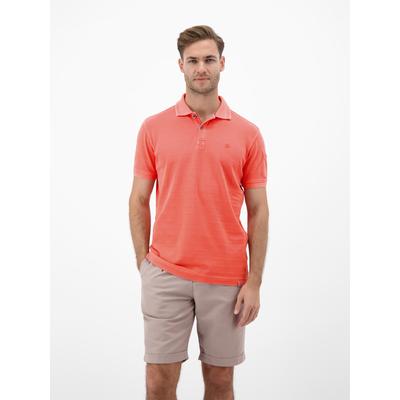 Poloshirt LERROS "Poloshirt, unifarben aus gestreiftem Piqué-Gewebe", Herren, Gr. XXL, orange (vivid rot), 100% Baumwolle, ohne Ausschnitt, Shirts