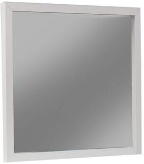 Benjara Rexi 37 x 40 Rectangular Dresser Wall Mirror, Mahogany Wood, White Frame