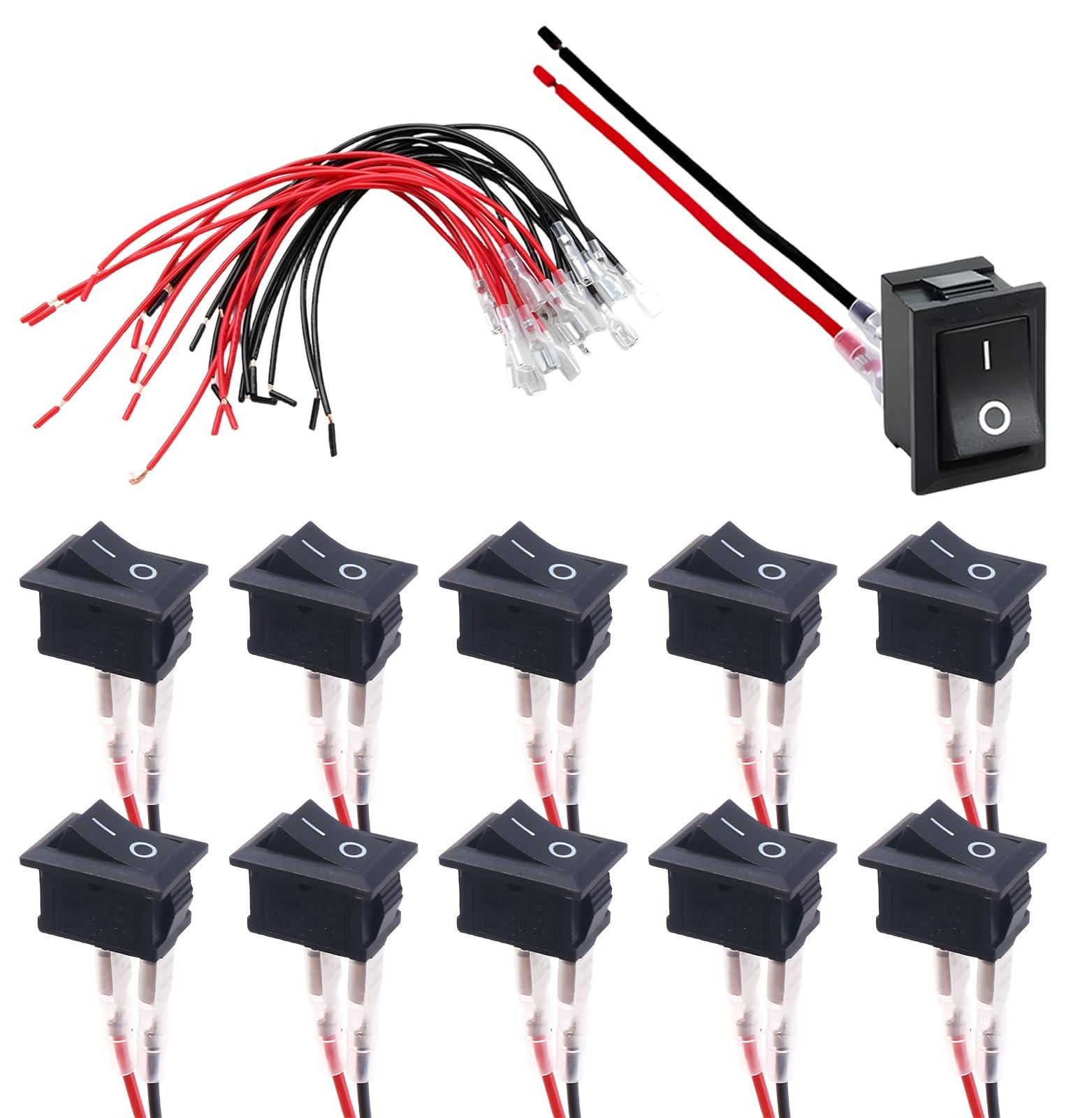 Dripio 10x KCD1-101 Mini-tuimelschakelaar, 2-polig, 6A/250V