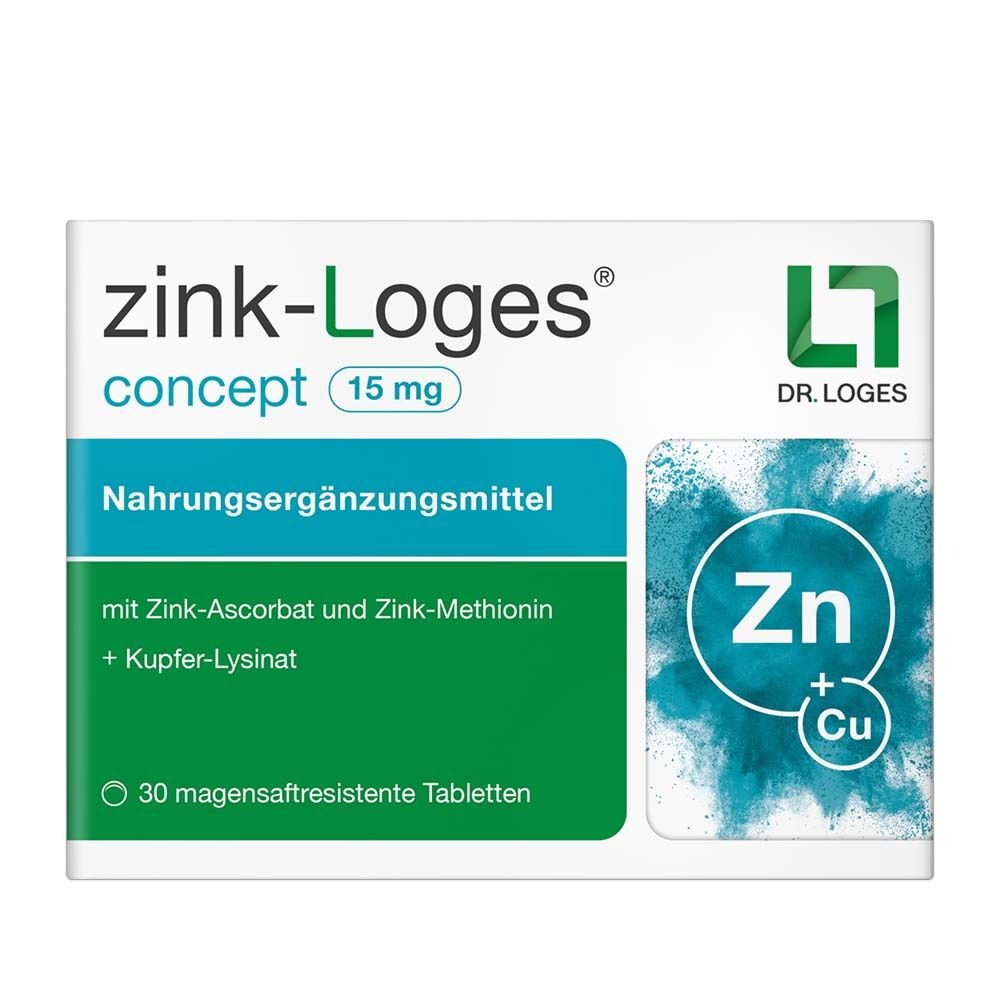 Zink-Loges concept 15 mg magensaftres.Tabletten 30 St Tabletten magensaftresistent