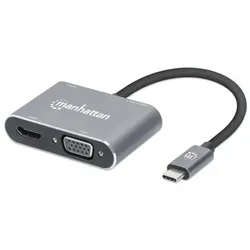 Manhattan 130691 laptop-dockingstation & portreplikator Kabelgebunden USB 3.2 Gen 1 (3.1 Gen 1) Type-C Grau