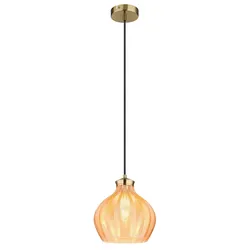 Pendelleuchte Hängelampe Deckenleuchte Esszimmerlampe Gold Glas Amber