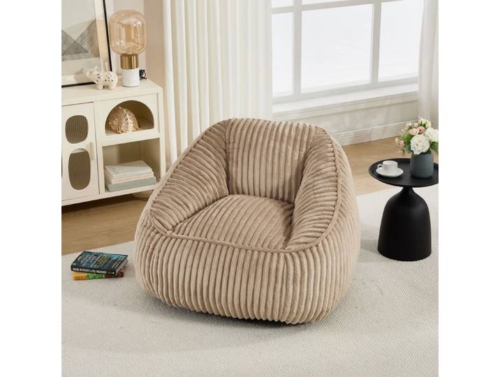 Pouf Poire en Mousse Fauteuil Bean Bag en Velours Côtelé Doux et Moelleux Assise Confortable pour Salon Chambre Marron Cosy