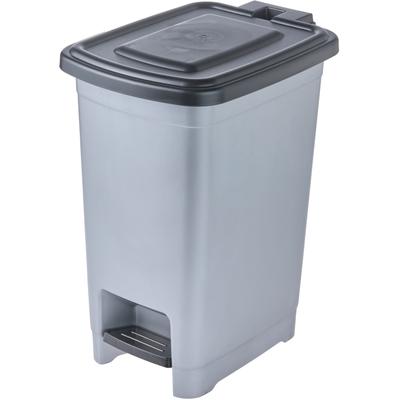 Mülleimer KEEEPER "olaf", silber (light silber), B:28cm H:35cm T:21cm, Kunststoff, Mülleimer, Mülleimer, leicht zu reinigen, komfortables Öffnen und Schließen mit Tretpedal