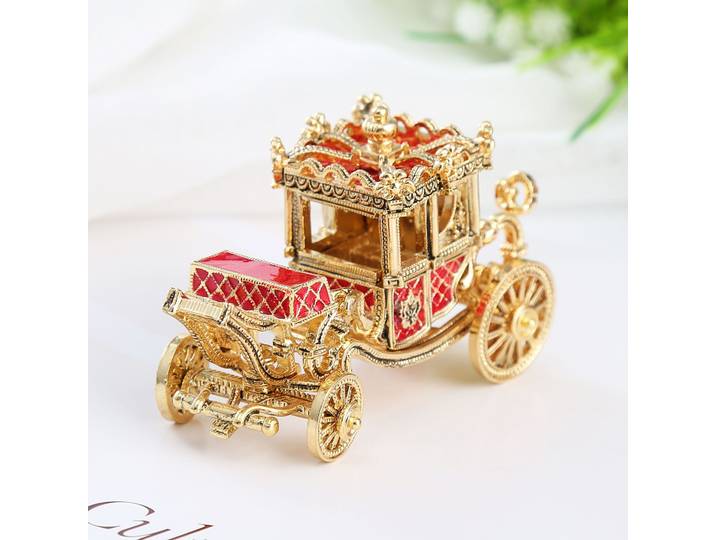 Artisanat en métal peint en émail incrusté de diamants, chariot de couronne, petits ornements pour la maison