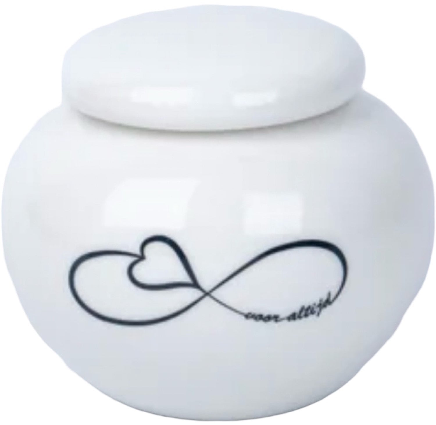Keramieken Infinity Urn - Hoogglans Wit - Met Infinity Logo