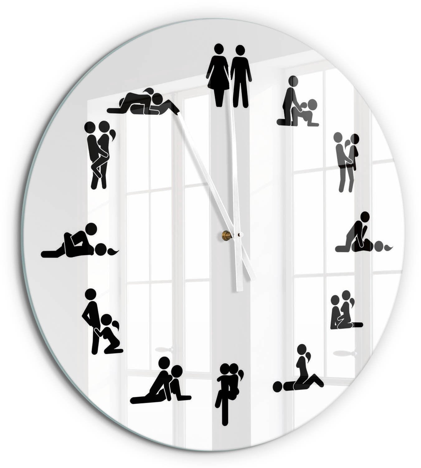 Tulup Wandklok Kama Sutra - Wit - Diameter: 60 cm