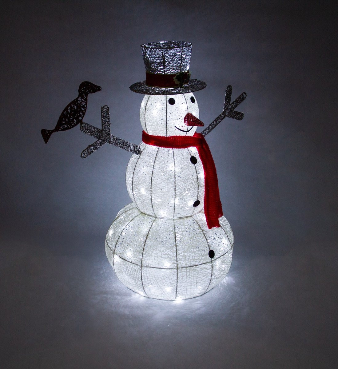 Monster Shop Verlichte Sneeuwpop met 100 LED - IJswit - Hoogte: 89 cm