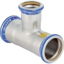 Geberit, Rohrverbindungstechnik, Gas-T-Stück Mapress d= 54x28x54mm, reduziert, Edelstahl (T-Verbindung)