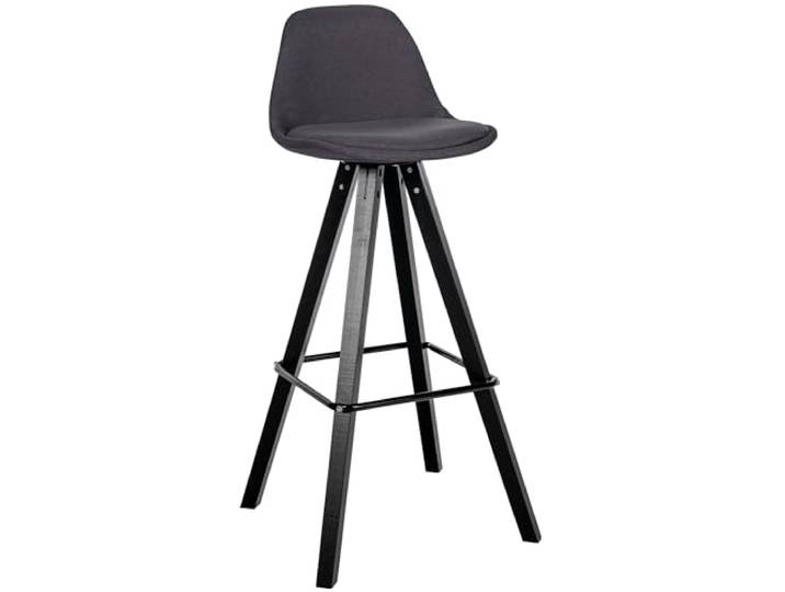 CLP Barhocker modern Corbin Square, gepolstert mit Rückenlehne, Holzgestell Buche, Fußstütze, Tresenhocker für Küche und Hausbar, Farbe: dunkelgrau, Gestellfarbe: schwarz