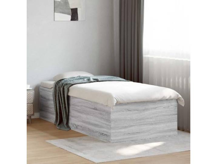 RJPLMFV Bettgestell, Fußboden, Sonoma, Grau, 80 x 200 cm, Holz Feste Latten inklusive, modernes minimalistisches Design, pflegeleicht, für Innenräume