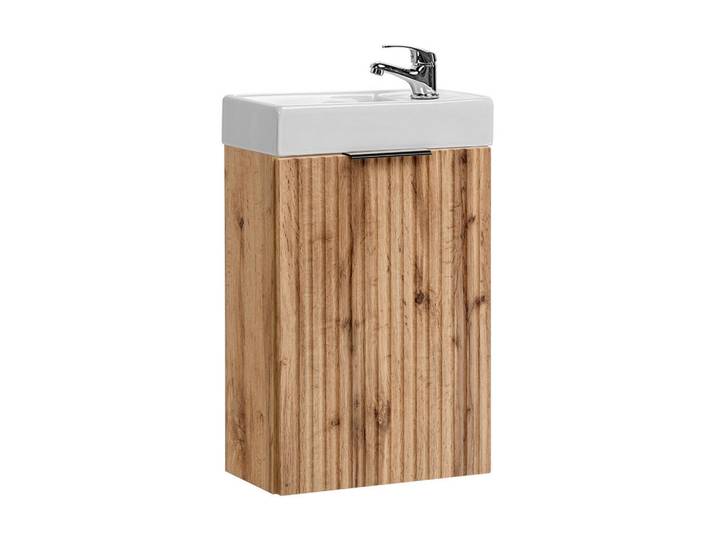 Petits-meubles Handwaschbecken-Möbel 40cm Adriel Holz in Eichenoptik, Braun, 40x66x22 cm, Badezimmer, Waschbecken & Armaturen, Waschtische