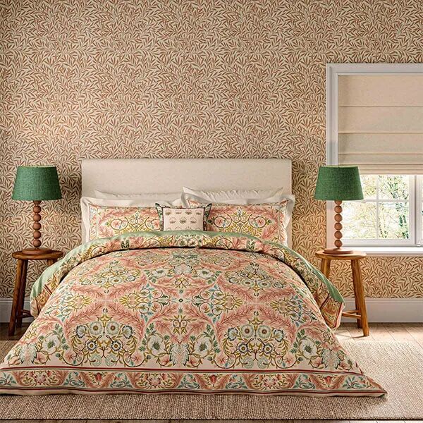 Morris & Co for V&A; Earthly Paradise Duvet Cover Set Rose And Pale Olive