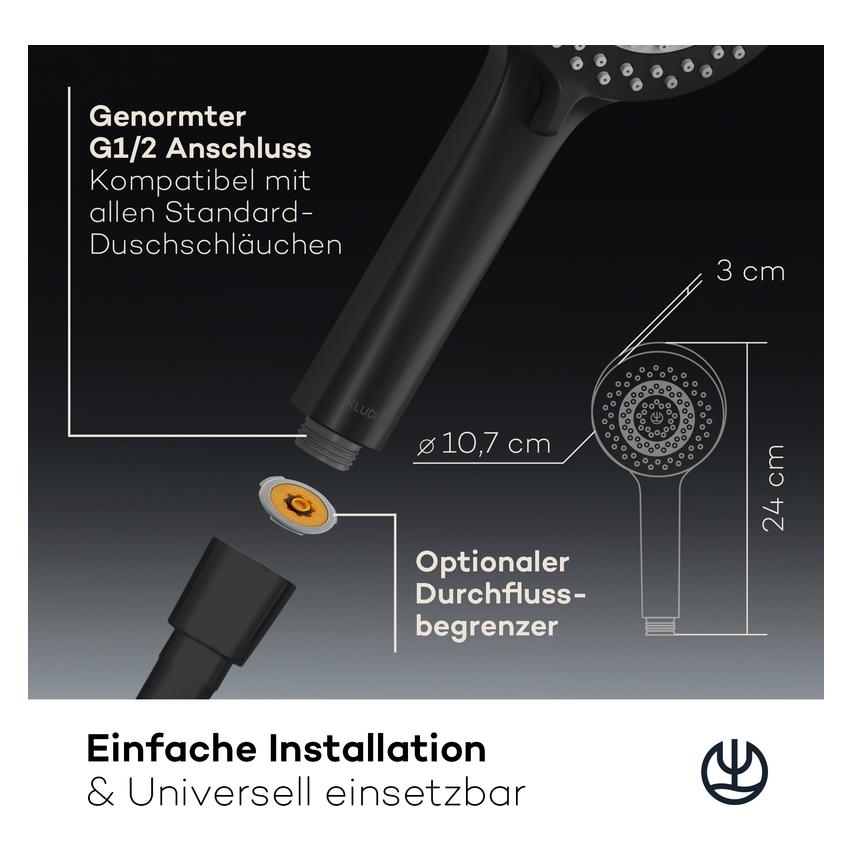 Kludi X1 Duschkopf (3 Strahlarten, 15 l/min) (8183039-81)