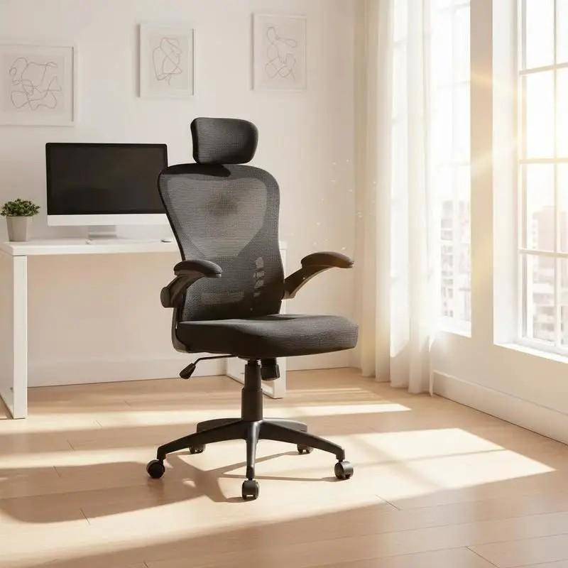 Ergonomische mesh bureaustoel met verstelbare hoogte, zwart