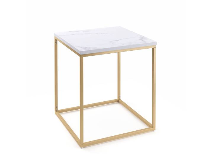 Beistelltisch TYRA 45 x 45 x 50 cm weiss/gold