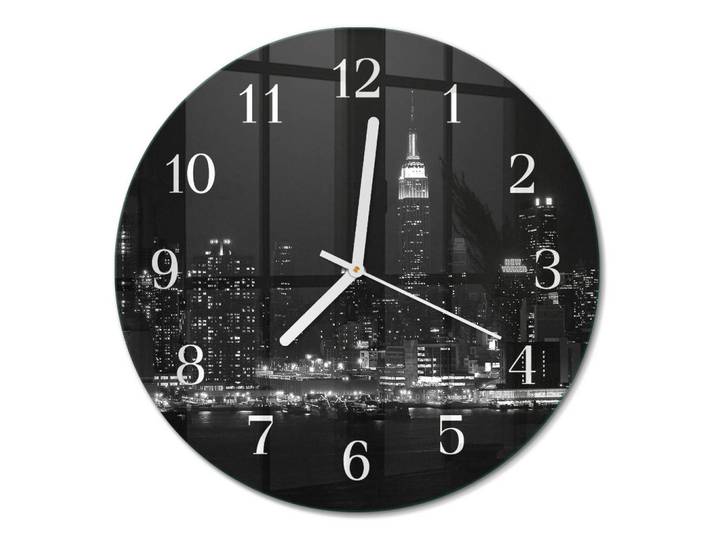 Tulup Wanduhr fi30 cm - Horizont, Schwarz, Glas, Rund, 30x30x0.4 cm, Dekoration, Uhren, Wanduhren