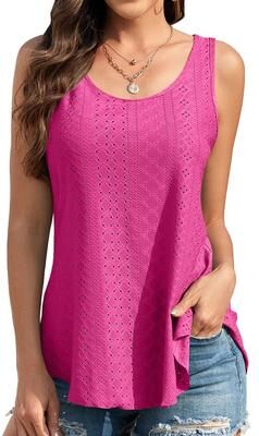 Uplift Essentials Womens Summer Sleeveless Casual Tank Top l fuchsia