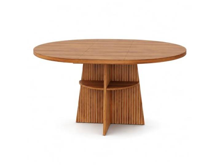 Jastoery Rund Ausziehbarer Esstisch Walnussoptik 110-150 cm Runder Küchentisch, erweiterbar von 110x110 cm auf 150x110 cm. MDF-Platte mit pflegeleichter Oberfläche.