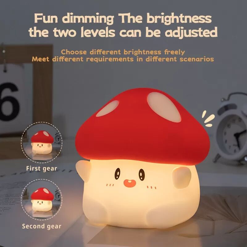 INF Veilleuse Champignon - Lampe LED en Silicone Souple avec Capteur Tactile et Minuterie